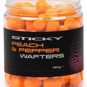 Sticky Baits Peach & Pepper Wafters Su visibilidad moderada llama la atención sin parecer artificial, lo que lo hace ideal para carpas cautelosas.