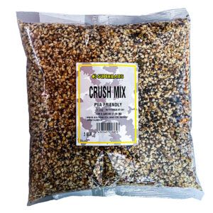 El Superbaits Crush Mix PVA Friendly es una mezcla perfectamente equilibrada de tres semillas altamente efectivas: chufa triturada, cañamón y trigo.