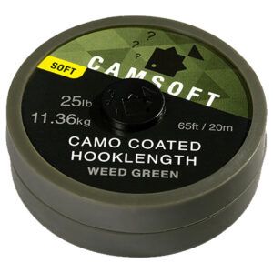 El Thinking Anglers Camsoft Hooklength Camo Weed Green 25lb diseñado para pescadores de carpa que buscan una presentación discreta, flexible y segura.