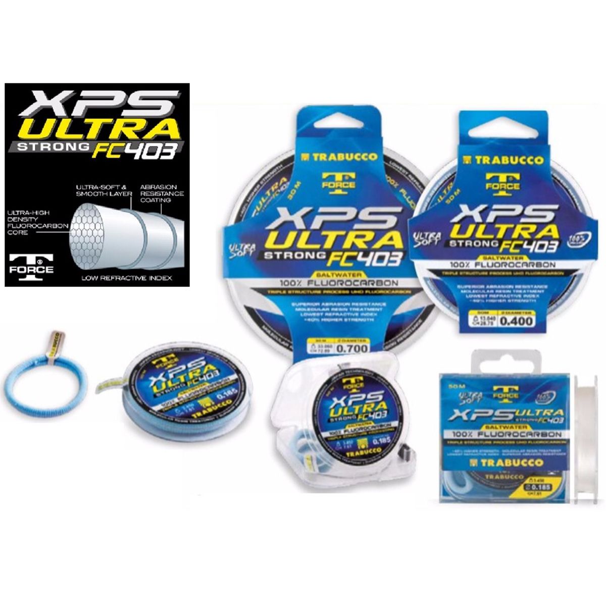 El Trabucco T-Force XPS Ultra Strong FC403 Fluorocarbon 0.45mm es un líder de fluorocarbono de alta gama, diseñado para ofrecer máxima fiabilidad