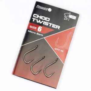 Nash Anzuelos Pinpoint Chod Twister Micro Barbed elevan el carpfishing a otro nivel. La prestigiosa gama Pinpoint utiliza acero al carbono CARBIDE 617.