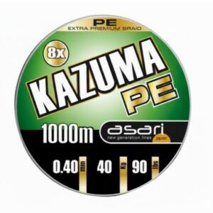 El Asari Trenzado Kazuma PE 90lb 0.40mm 40kg 1000m es una línea trenzada de última generación, creada para ofrecer máxima resistencia.