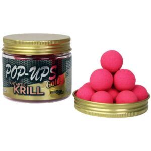 Los Pro Elite Baits Gold Fluo Rosa Pop Up Antarctic Krill 14mm son cebos flotantes de máxima calidad, diseñados para pescadores que buscan destacar