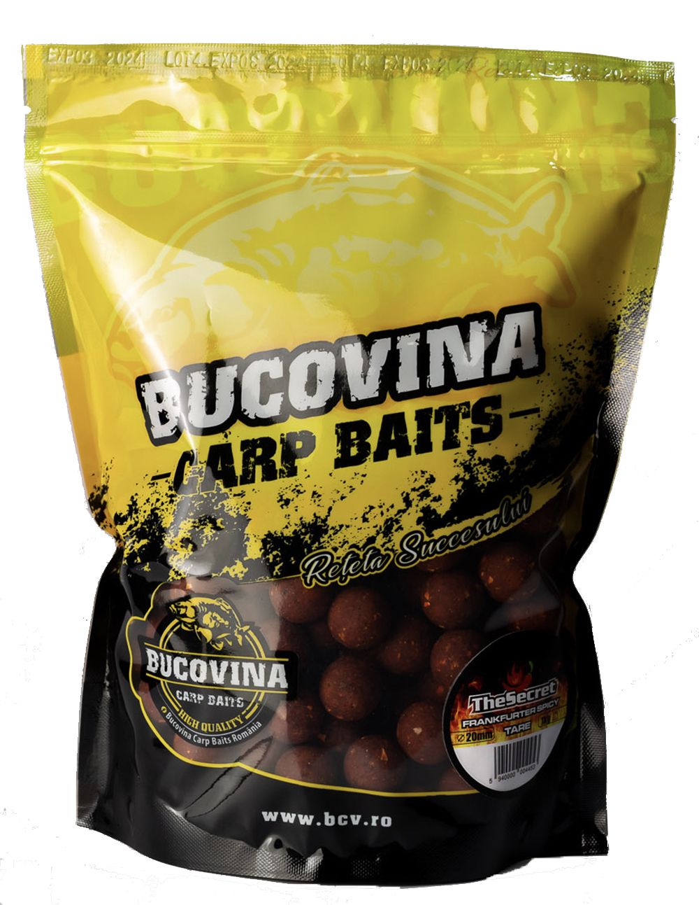 Los Bucovina Baits Boilies The Secret Frankfurter Spicy 20mm son un cebo de atracción rápida y alta eficacia, diseñado para ofrecer resultados inmediatos.