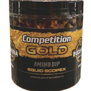 El Bucovina Baits Gold Amino Dip Squid Scopex es un líquido especialmente formulado con un alto contenido de aminoácidos esenciales.