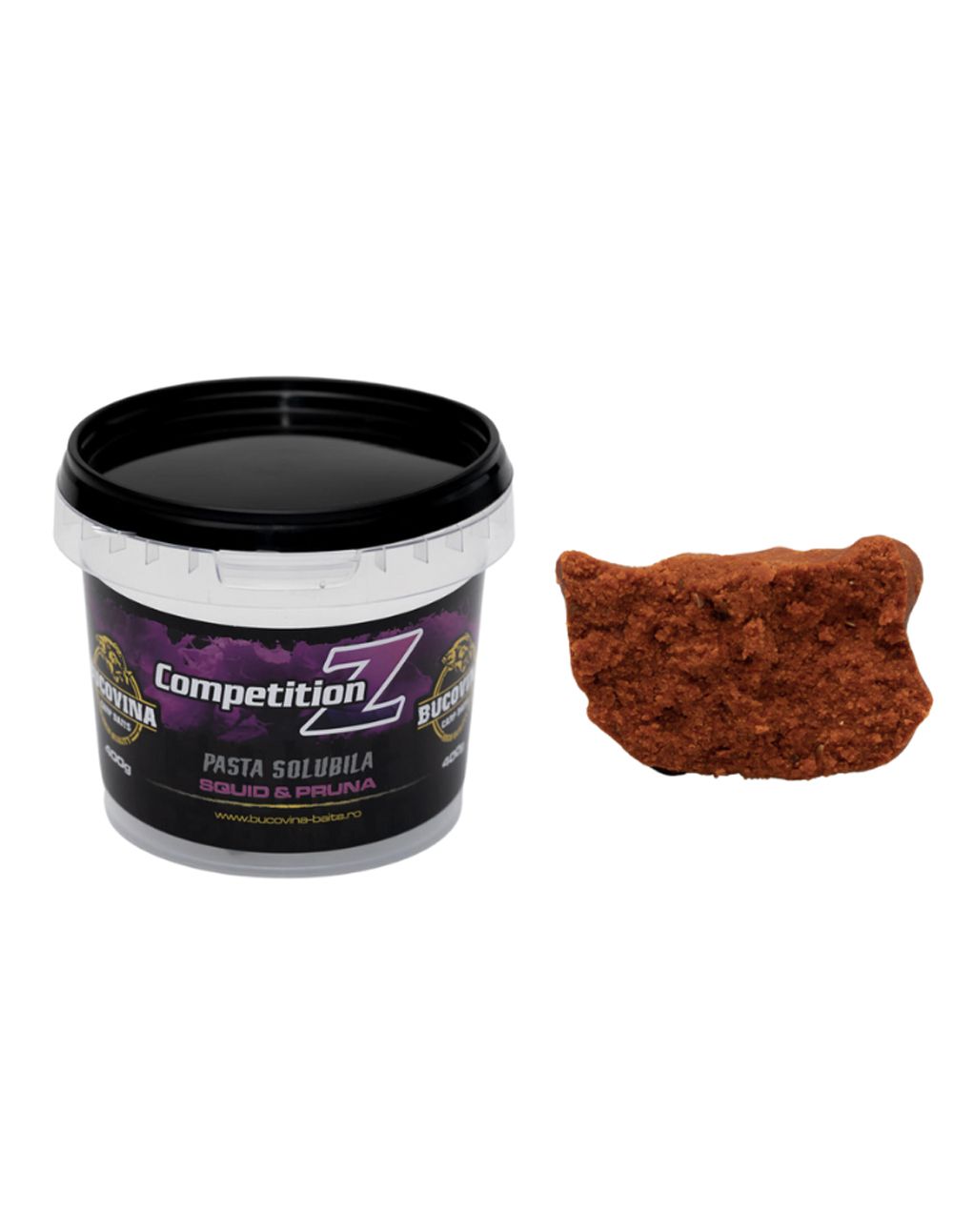 La Bucovina Baits Pasta Soluble Competition Z Squid & Ciruela es un cebo de acción rápida y alta atracción, creado para pescadores de carpfishing.