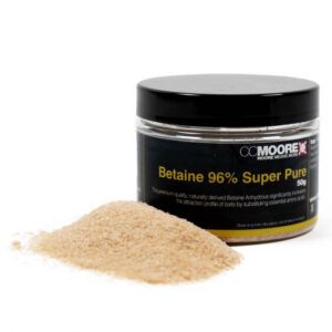 CC Moore Betaine 96% Super Pure 50gr es un atrayente de alto rendimiento especialmente formulado para potenciar tus sesiones de pesca de carpas.