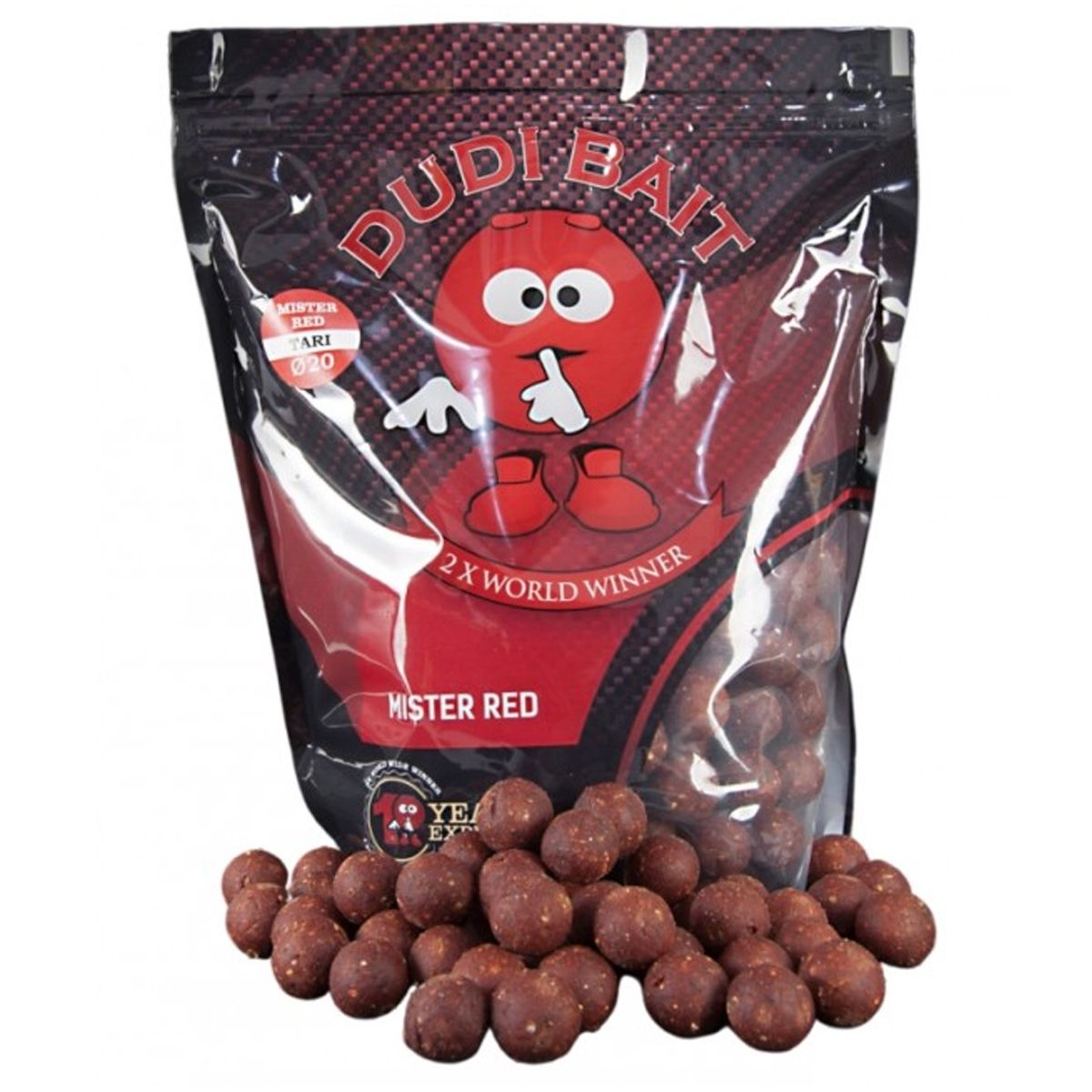 Dudi Baits Boilies Mister Red Super Hot 24mm combina una harina de pescado picante con un conjunto de aditivos y aromas que potencian su eficacia