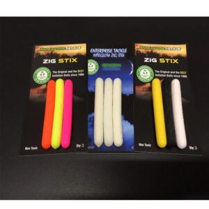 Enterprise Tackle Zig Stix Mixed Fluoro imprescindible para pescadores que buscan aumentar la eficacia de sus presentaciones en la pesca de carpas.