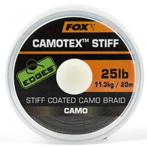 Fox Edges Camotex Stiff Coated Camo Braid 35lb es un material de montaje premium diseñado para los pescadores de carpa que exigen