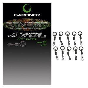 Gardner Covert XT Flex-Ring Kwik Lok Swivels Nº12 pensados para pescadores que buscan máxima eficacia, fiabilidad y facilidad de uso.