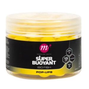 Mainline ISO Fish Super Buoyant Pop Ups Yellow 13mm con un extra de flotabilidad, garantizando que tu montaje se mantenga en la posición perfecta