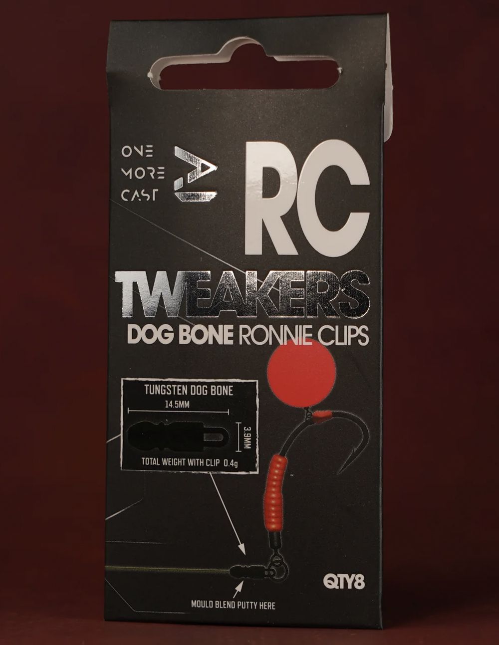 One More Cast Tweakers Dog Bone Ronnie Clip es un accesorio diseñado para pescadores de carpas que buscan rapidez y eficiencia en sus montajes.
