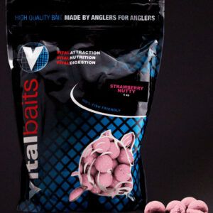 Los Vitalbaits Boilies Strawberry Nutty 18mm Están elaborados con proteínas lácteas de la mejor calidad, harina de chufa de grado superior.