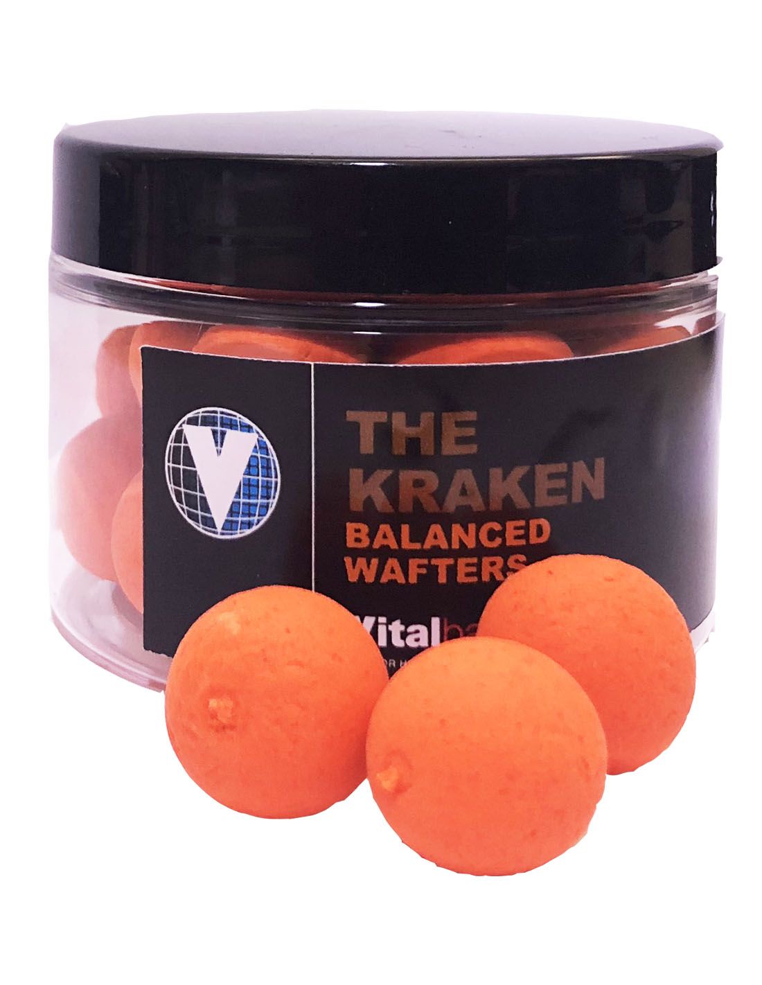Vitalbaits The Kraken Wafters Orange 18mm son boilies equilibrados que combinan a la perfección atracción y naturalidad en el agua