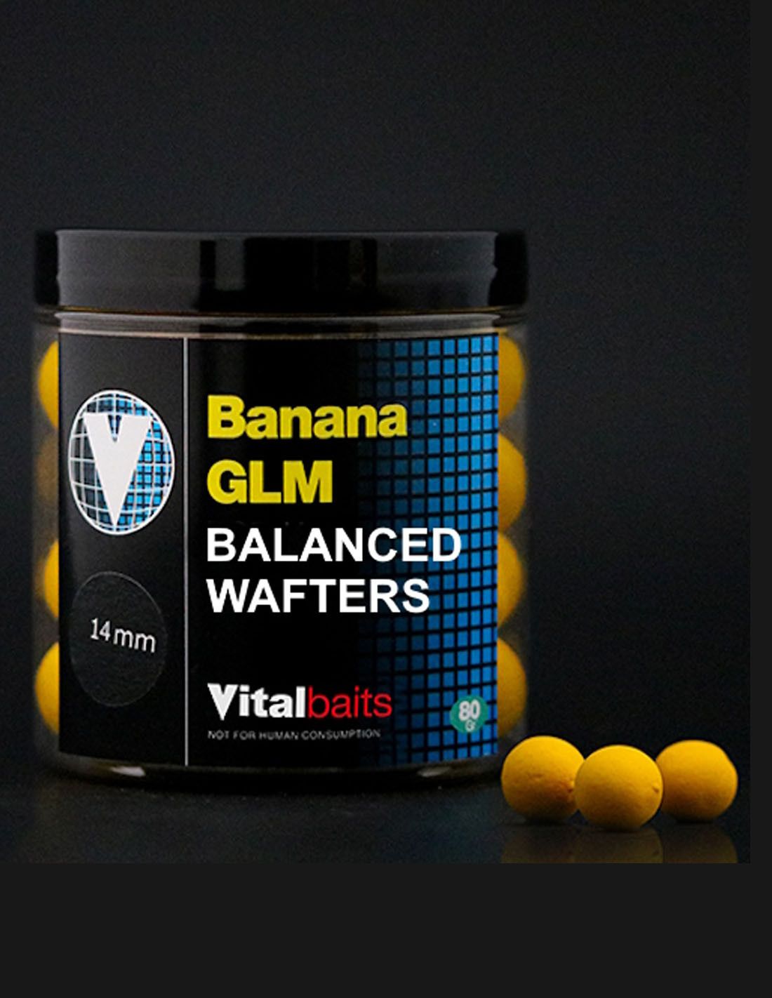 Vitalbaits Wafters Banana GLM 18mm permite que el anzuelo quede perfectamente disimulado, ofreciendo una presentación natural