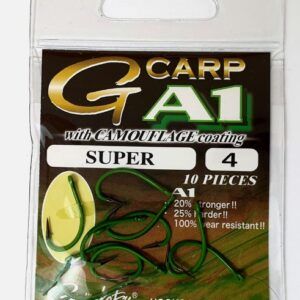 Gamakatsu A1 G-Carp Super Hooks Camou Verde ofrece la combinación definitiva entre potencia, precisión y mimetismo, fiable, discreto y brutalmente eficaz.