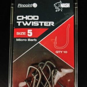 Nash Anzuelos Pinpoint Chod Twister Micro Barbed elevan el carpfishing a otro nivel. La prestigiosa gama Pinpoint utiliza acero al carbono CARBIDE 617.