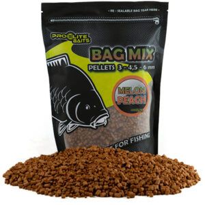 Cebado continuo, visible y aromático elPro Elite Baits Pellets Mix Melon & Peach 3/4.5/6mm te garantiza una zona activa y siempre atractiva.