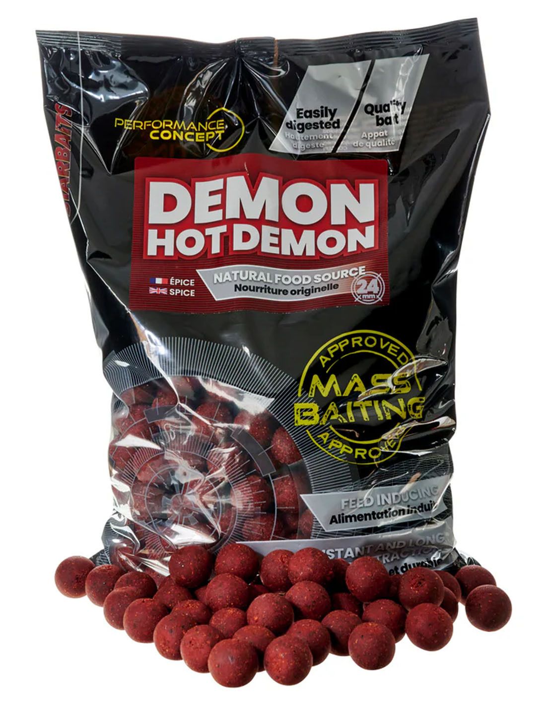 Starbaits Boilies Hot Demon Mass Baiting 20mm ofrecen una solución eficaz en sesiones donde las carpas se muestran más selectivas.
