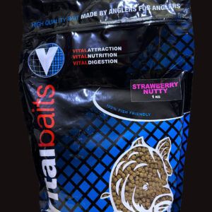 Vitalbaits Pellets Strawberry Nutty 4mm dulzura afrutada, cero harinas de pescado y atracción total en cada sesión. dulzura afrutada y atracción total.