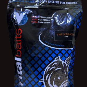 Aroma marino, potencia nutritiva y señal duradera Vitalbaits Pellets The Kraken 4mm es tu mejor elección para despertar a las carpas más desconfiadas.