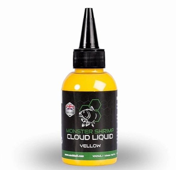 Nash Monster Shrimp Cloud Juice Amarillo, el potenciador definitivo para cebos de carpfishing que transforma cada lance en una nube irresistible de sabor!