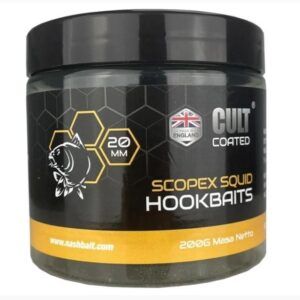 Nash Scopex Squid Signal Coated Hookbaits 20mm impregnado de los potentes atrayentes Scopex Squid. Este recubrimiento se disuelve lentamente.