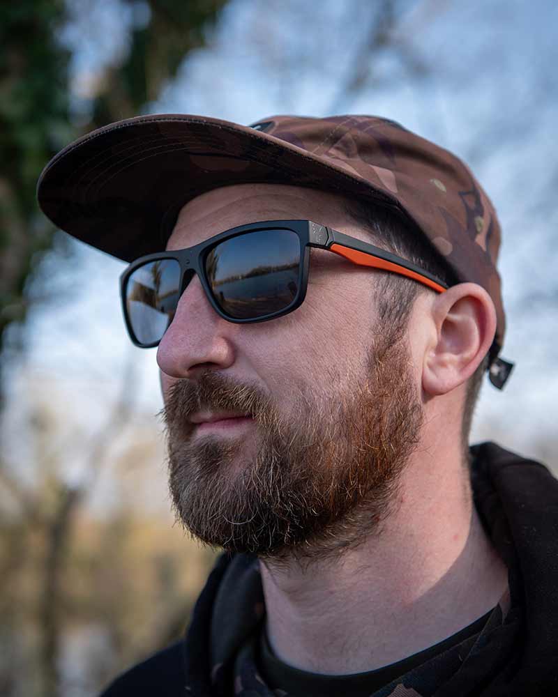 Fox Collection Black Orange Shades - Brown Lens