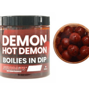 Starbaits Hot Demon Boilies In Dip 20mm una capa de dip concentrado que impregna el cebo con un aroma y sabor mucho más intensos.