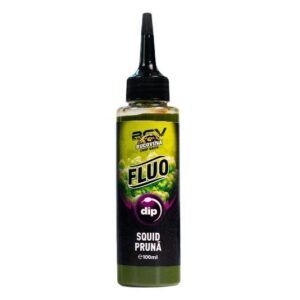 El Bucovina Baits Fluo Dip Squid & Pruna es perfecto para pescadores que buscan potenciar sus cebos con un sabor único y visualmente atractivo