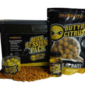 El DsaBaits Quick Session Pack Butyric Citrus ha sido diseñado para ofrecer una solución práctica, rápida y altamente efectiva a todos los pescadores.
